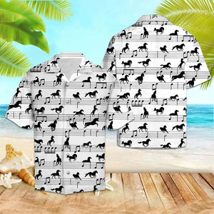 Black And White Horse Music Notes Pattern Hawaiian Shirt, Hawaiian Shirt Gift, Christmas Gift