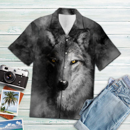 Celtic Wolf Code Animal Portrait Smoke Pattern Hawaiian Shirt, Hawaiian Shirt Gift, Christmas Gift