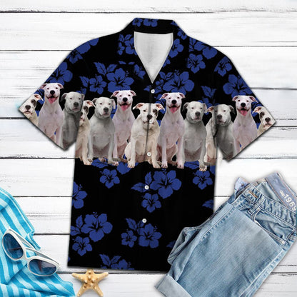 Awesome Dogo Argentino Tropical Hibiscus On Black Pattern Hawaiian Shirt, Hawaiian Shirt Gift, Christmas Gift