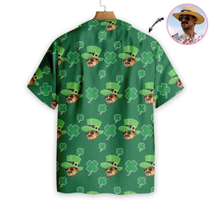 Handsome Face Happy Saint Patrick's Day Custom Photo Hawaiian Shirt, Hawaiian Shirt Gift, Christmas Gift