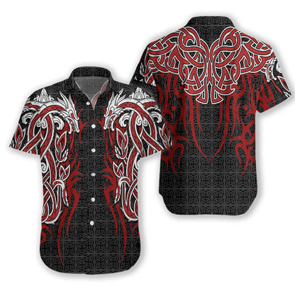Dragon Tattoo Art In Black Dark Design Hawaiian Shirt, Hawaiian Shirt Gift, Christmas Gift