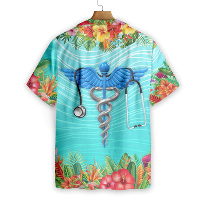 Nurse And Blue Wing Pattern Hawaiian Shirt, Hawaiian Shirt Gift, Christmas Gift