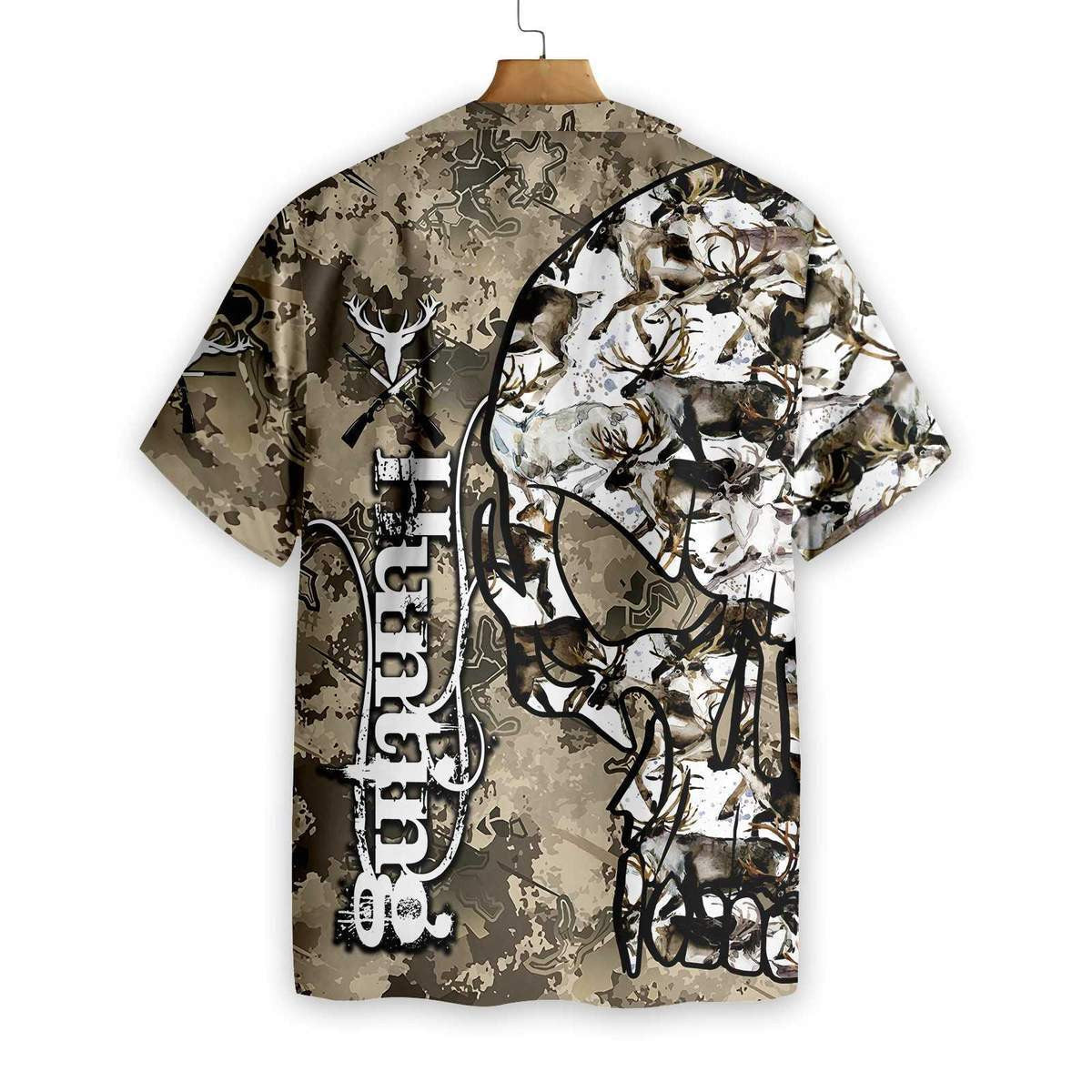 Hunting Camo And Skull Pattern Hawaiian Shirt, Hawaiian Shirt Gift, Christmas Gift