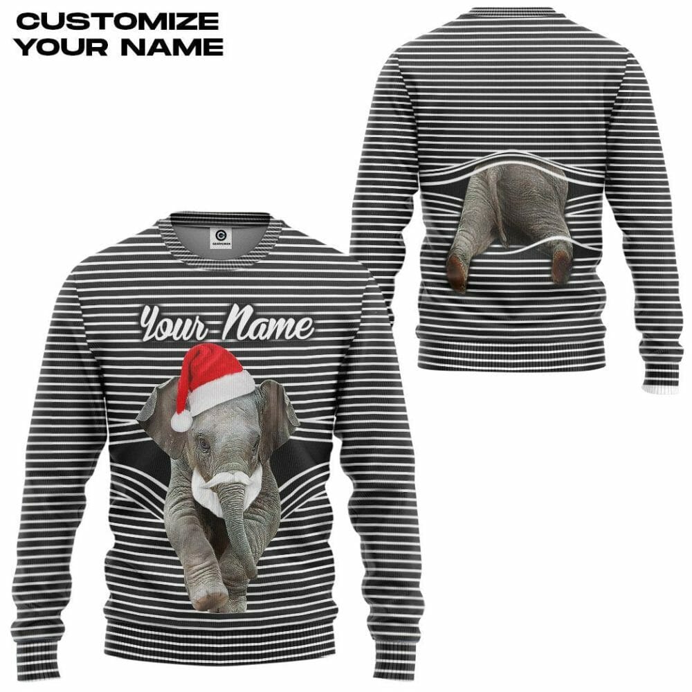 3D Elefant Weihnachten Custom T-Shirt Hoodie Bekleidung