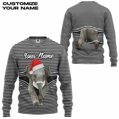 3D Elefant Weihnachten Custom T-Shirt Hoodie Bekleidung