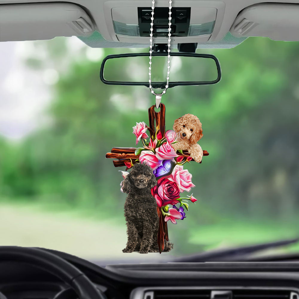 Poodle Roses And Jesus Car Hanging Ornament Gift For Poodle Lovers,Christmas Gift,Christmas Decoration