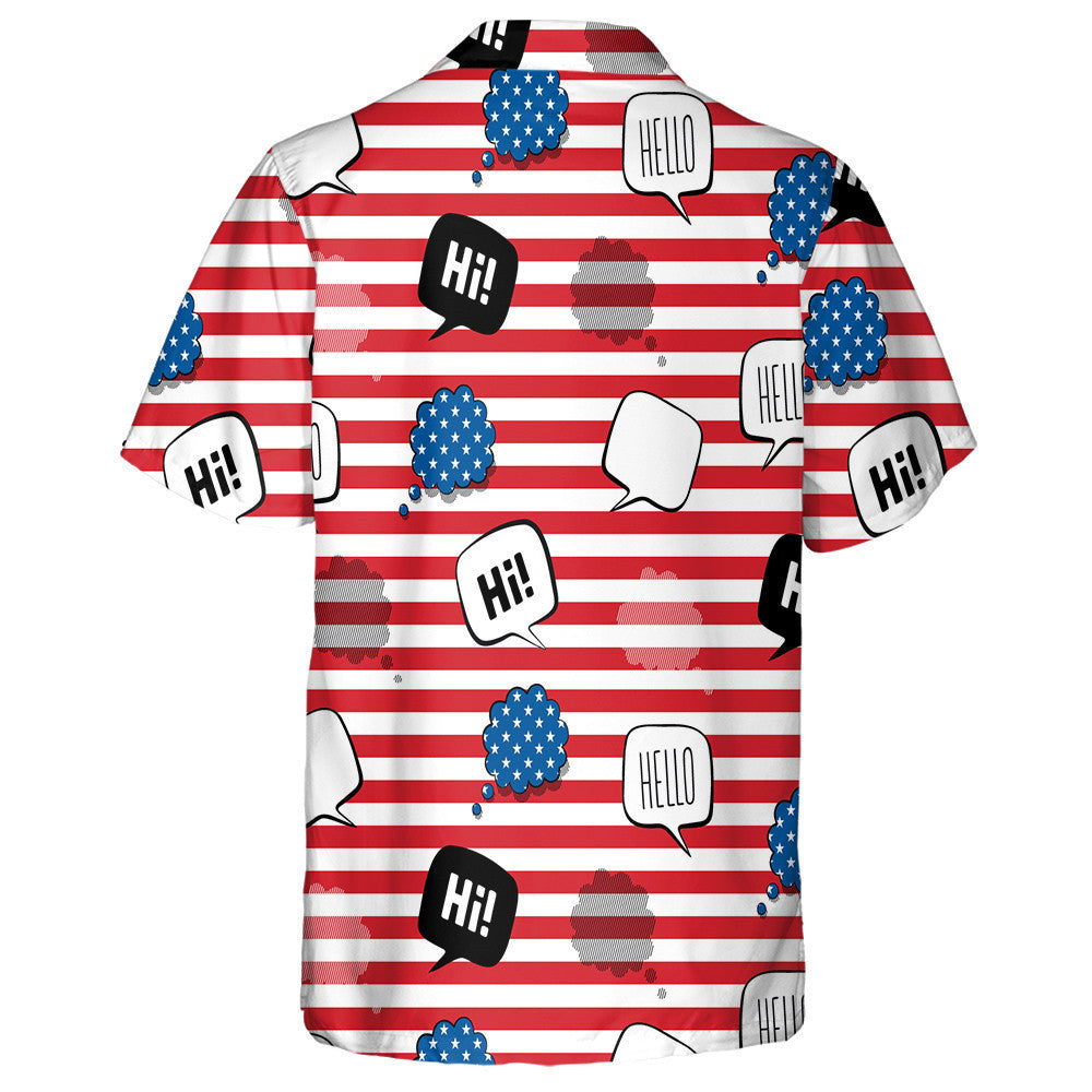 USA Bubble Speech With Greeting In Yhe English Language Hawaiian Shirt, Hawaiian Shirt Gift, Christmas Gift