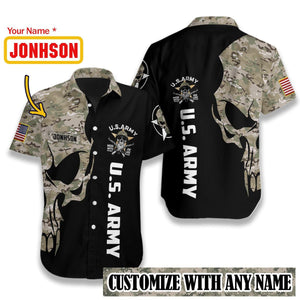 US Army 3D Personalized Pattern Hawaiian Shirt, Hwaiian For Gift