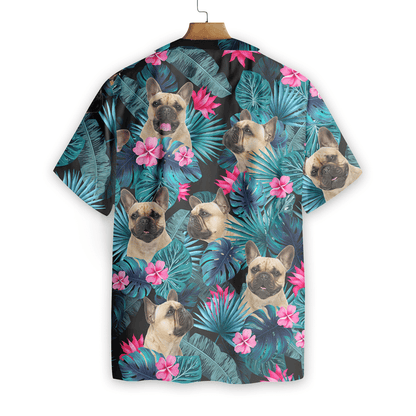 Hibiscus Tropical French Bulldog Design Hawaiian Shirt, Hawaiian For Gift