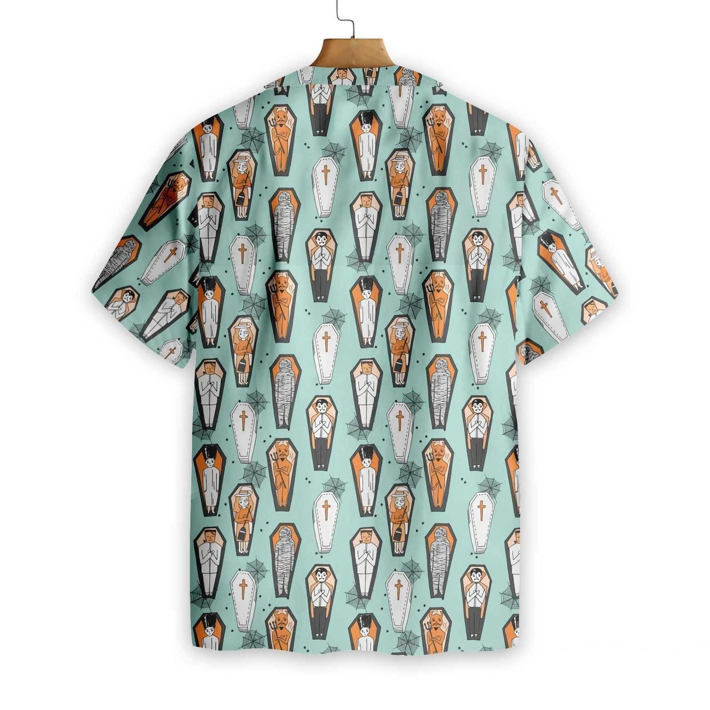 Vampire Coffins Halloween Pattern Dramatic Hawaiian Shirt, Hwaiian For Gift