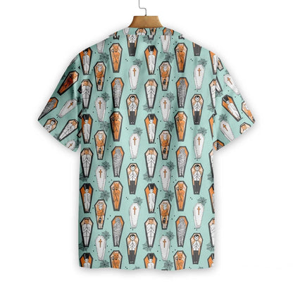 Vampire Coffins Halloween Pattern Dramatic Hawaiian Shirt, Hwaiian For Gift