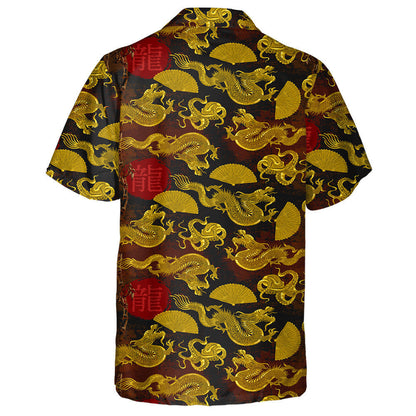 Golden Dragons Fan And Rising Sun Hawaiian Shirt,Hawaiian Shirt Gift, Christmas Gift