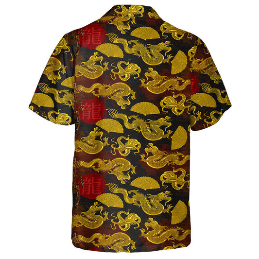 Golden Dragons Fan And Rising Sun Hawaiian Shirt,Hawaiian Shirt Gift, Christmas Gift