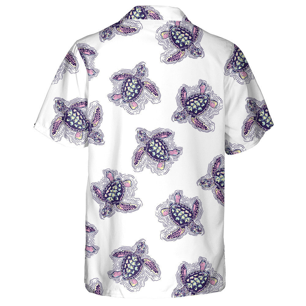 Colorful Purple Sea Turtle In The Tropical Sea Hawaiian Shirt, Hawaiian Shirt Gift, Christmas Gift