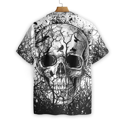 Skull Crow In Jungle Pattern Hawaiian Shirt, Hawaiian Shirt Gift, Christmas Gift