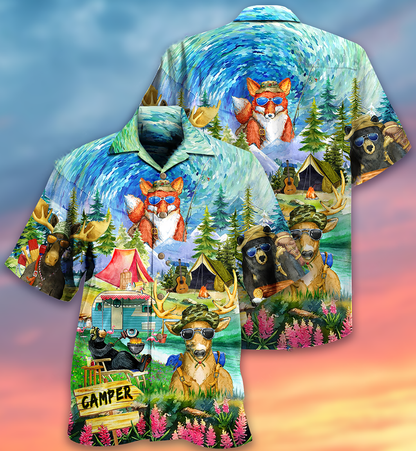 Animals Camping Happy - Hawaiian Shirt, Hawaiian Shirt Gift, Christmas Gift