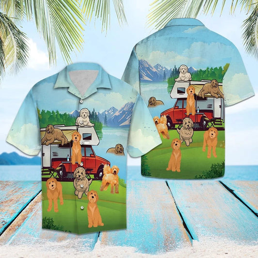 The Life Is Good With Goldendoodle Playful Dog On Riverside Hawaiian Shirt, Hawaiian Shirt Gift, Christmas Gift