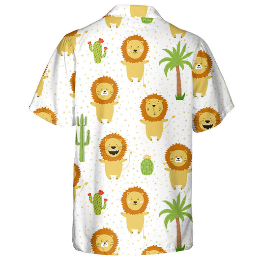Funny Lion Cubs With Palm Tree And Cactus Hawaiian Shirt, Hawaiian Shirt Gift, Christmas Gift