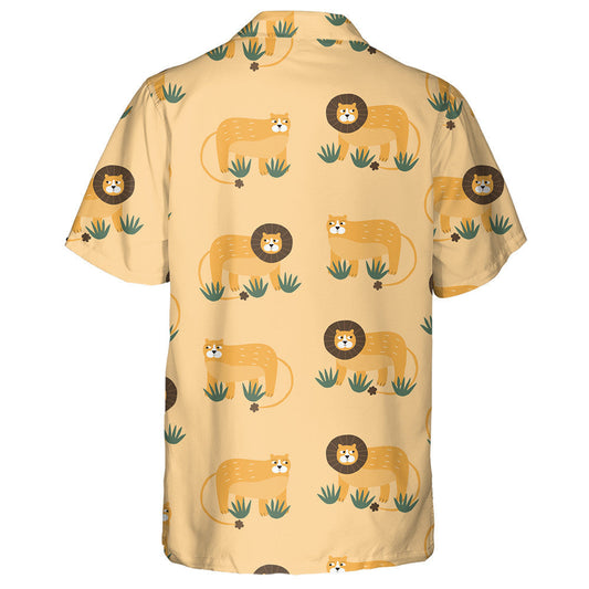 Cute Lions With Funny Eyes And Green Bush Hawaiian Shirt, Hawaiian Shirt Gift, Christmas Gift