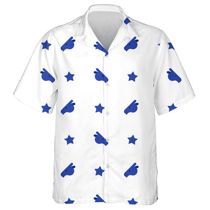 Blue Donkey Democrat Party Pattern On White Background Hawaiian Shirt, Hawaiian Shirt Gift, Christmas Gift