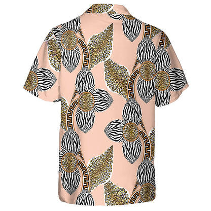Exotic Flowers With Zebra Leopard And Greek Motifs Hawaiian Shirt, Hawaiian Shirt Gift, Christmas Gift