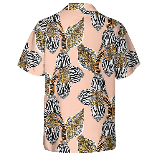 Exotic Flowers With Zebra Leopard And Greek Motifs Hawaiian Shirt, Hawaiian Shirt Gift, Christmas Gift