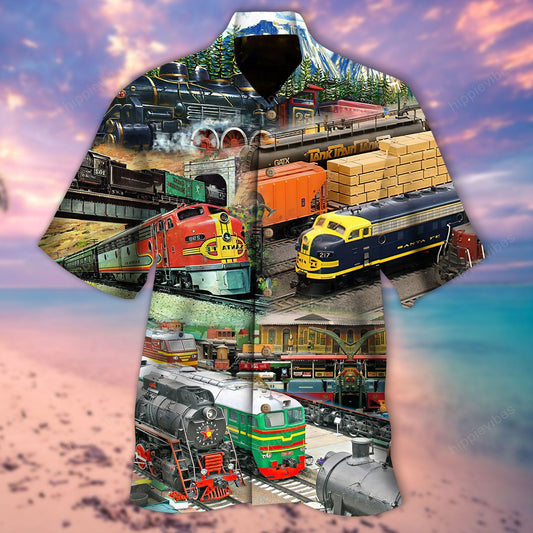 Never Too Old To Play With Train Design Hawaiian Shirt, Hawaiian Shirt Gift, Christmas Gift
