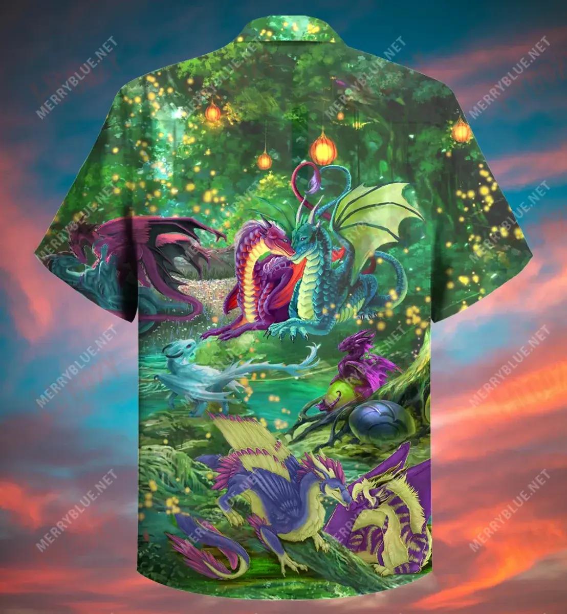 Happy Dragon Family Short Hawaiian Shirt Summer Short Sleeve Hawaiian Crazy Shirts Hawaiian Shirts For Women, Hawaiian Shirt Gift, Christmas Gift
