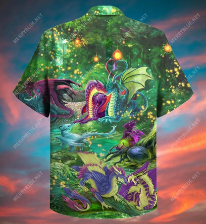 Happy Dragon Family Short Hawaiian Shirt Summer Short Sleeve Hawaiian Crazy Shirts Hawaiian Shirts For Women, Hawaiian Shirt Gift, Christmas Gift