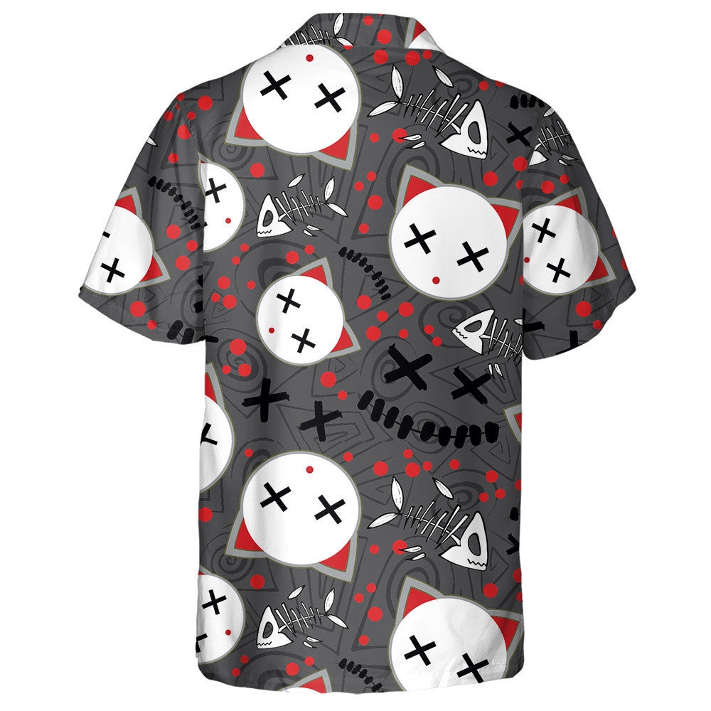Halloween Cat's Heads Dead Fishes And Blood Drops Hawaiian Shirt, Hawaiian Shirt Gift, Christmas Gift