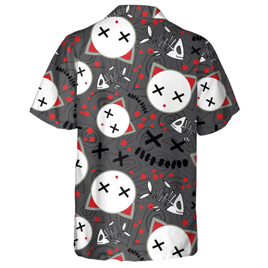Halloween Cat's Heads Dead Fishes And Blood Drops Hawaiian Shirt, Hawaiian Shirt Gift, Christmas Gift