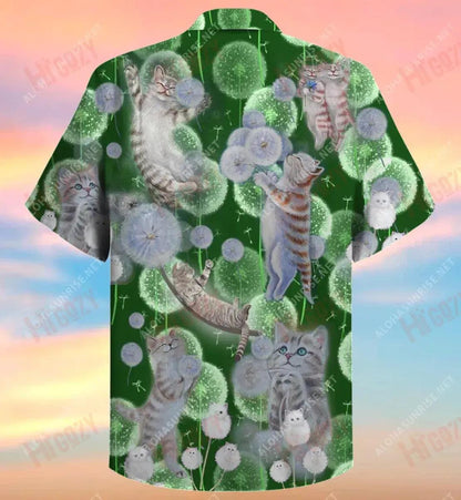 Love Is In The Air Cat Dandelion Short Hawaiian Shirt Ocean Aloha Shirt Best Hawaiian Shirts Hawaiian Shirts For Women, Hawaiian Shirt Gift, Christmas Gift