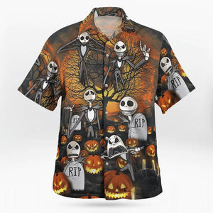 The Nightmare Halloween Pumpkin Patch Pattern Hawaiian Shirt,Hawaiian Shirt Gift, Christmas Gift