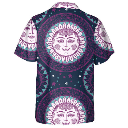 Beautiful Sun Face In Sunflowers With Stars Medallion Ornament Hawaiian Shirt, Hawaiian Shirt Gift, Christmas Gift