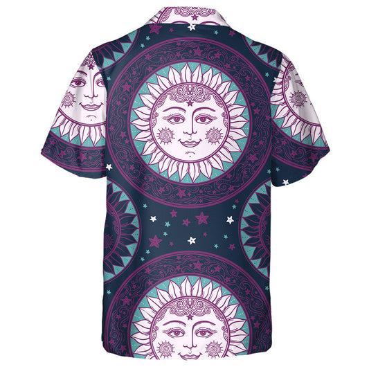 Beautiful Sun Face In Sunflowers With Stars Medallion Ornament Hawaiian Shirt, Hawaiian Shirt Gift, Christmas Gift