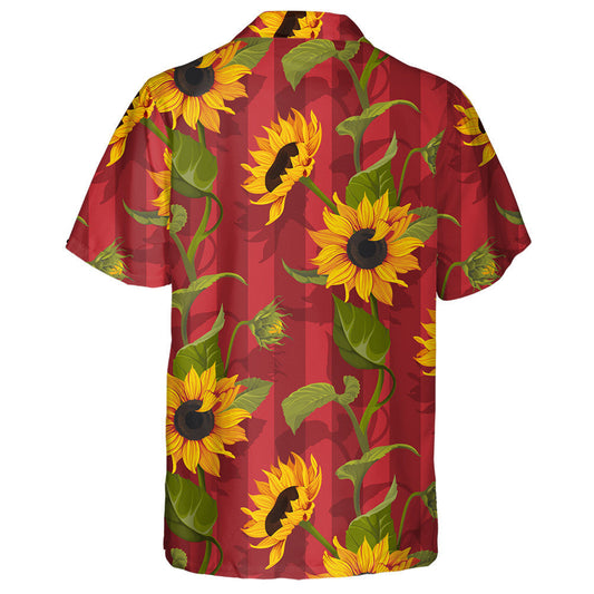 Appealing Sunflower And Its Shadow On Red Background Hawaiian Shirt, Hawaiian Shirt Gift, Christmas Gift