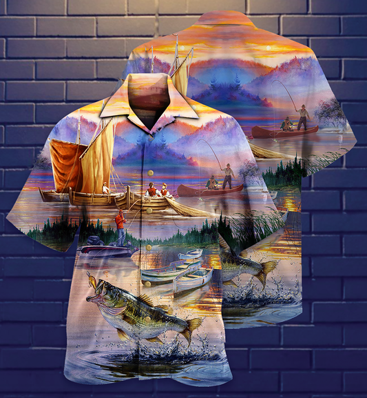 Fishing Under Sunset - Hawaiian Shirt_ Hawaiian Shirt Gift, Christmas Gift