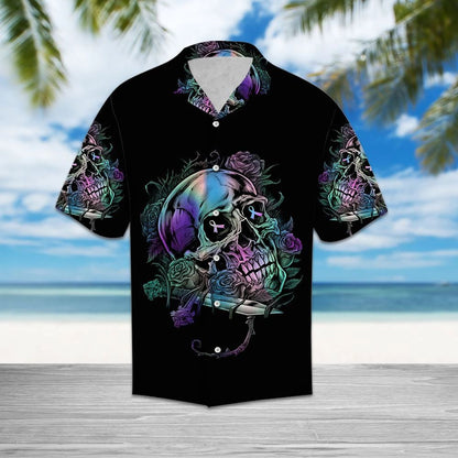 Suicide Prevention Awareness Butterfly And Skull On Black Pattern Hawaiian Shirt, Hawaiian Shirt Gift, Christmas Gift