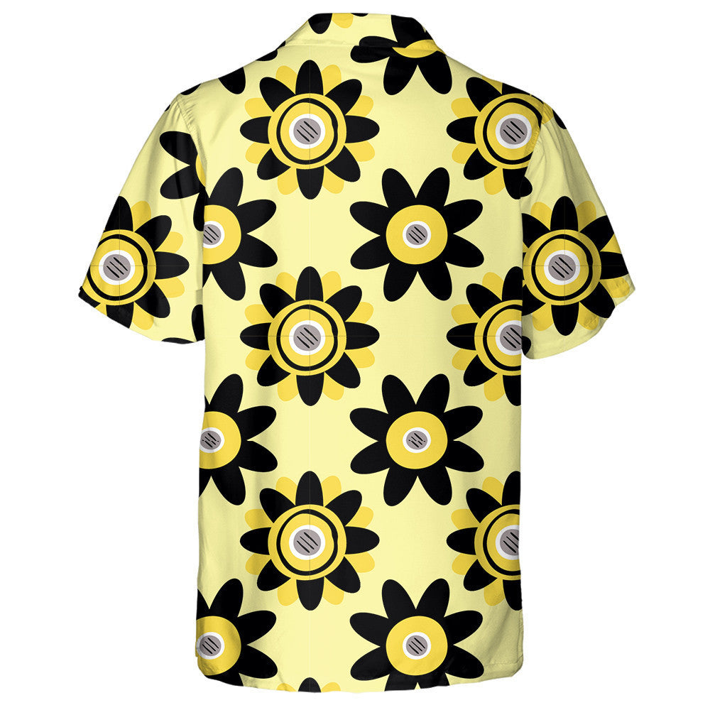 Luxury Black And White Sunflowers On Light Yellow Background Hawaiian Shirt, Hawaiian Shirt Gift, Christmas Gift