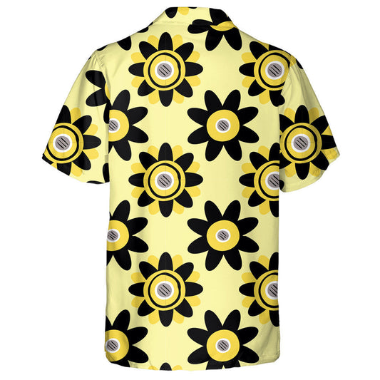 Luxury Black And White Sunflowers On Light Yellow Background Hawaiian Shirt, Hawaiian Shirt Gift, Christmas Gift