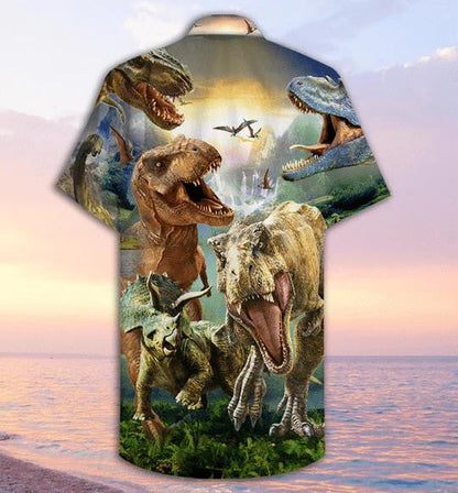 Lively Dinosaur Wild Jungle Gift For Animal Lovers Hawaiian Shirt, Hawaiian Shirt Gift, Christmas Gift