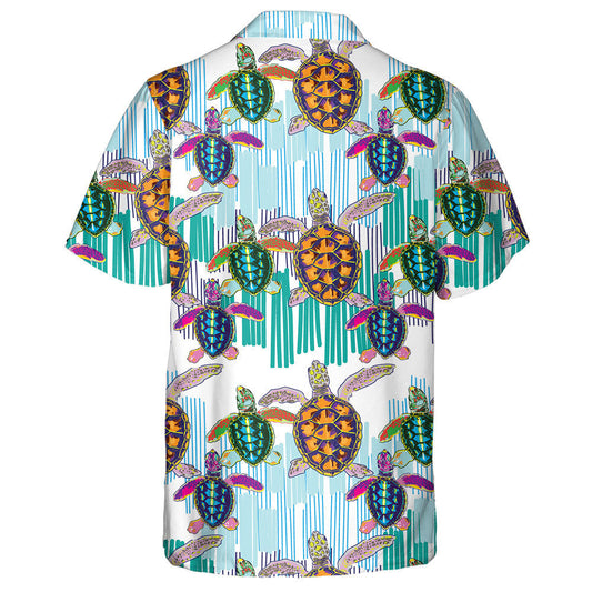 Hand Drawn Tribal Turtles Crawl To The Water Hawaiian Shirt, Hawaiian Shirt Gift, Christmas Gift
