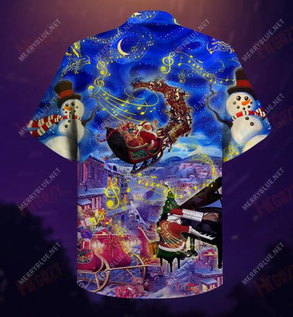 Sound Of Christmas Piano Short Short Sleeve Shirt Ocean Hawaiian T Shirts Hawaiian Crazy Shirts Hawaiian Shirts For Men, Hawaiian Shirt Gift, Christmas Gift