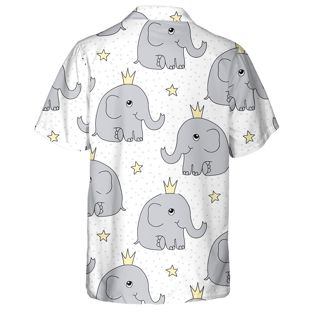 Adorable Baby Elephant In Crown And Star Hawaiian Shirt, Hawaiian Shirt Gift, Christmas Gift