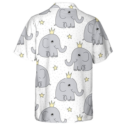 Adorable Baby Elephant In Crown And Star Hawaiian Shirt, Hawaiian Shirt Gift, Christmas Gift