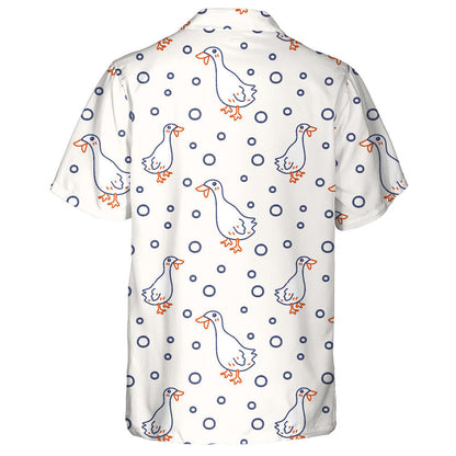 Hand Drawn Little Duck Blue And Orange Line Hawaiian Shirt, Hawaiian Shirt Gift, Christmas Gift