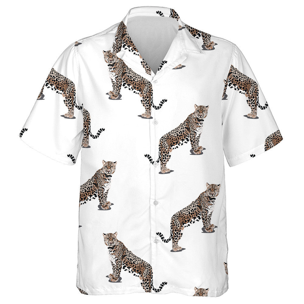 Tiger Leopard Animals Fashion Ornament On White Background Hawaiian Shirt, Hawaiian Shirt Gift, Christmas Gift