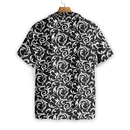 Black And White Seamless Floral Goth Style Design Hawaiian Shirt, Hawaiian Shirt Gift, Christmas Gift
