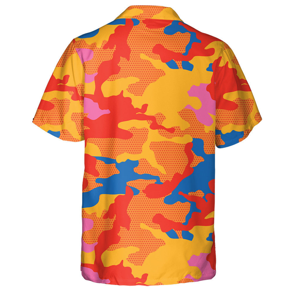 Burnt Colors Tone Dotted Camouflage Pattern Hawaiian Shirt, Hawaiian For Gift