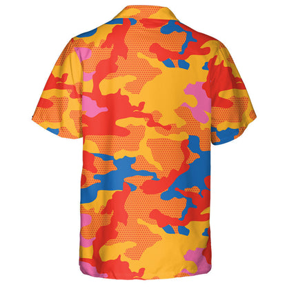 Burnt Colors Tone Dotted Camouflage Pattern Hawaiian Shirt, Hawaiian For Gift